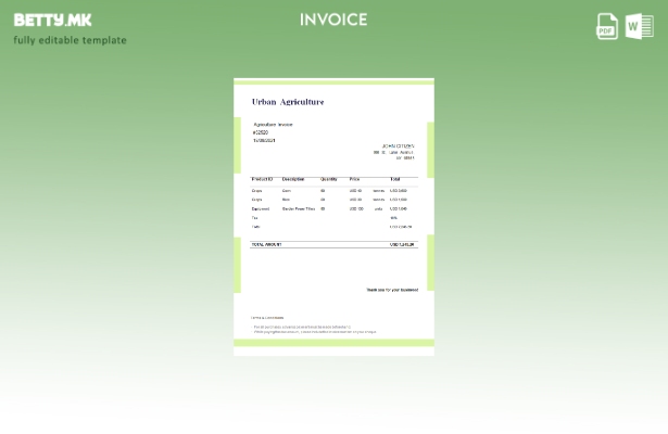 Модерен стил Шаблон за фактура за Урбано земјоделство во САД